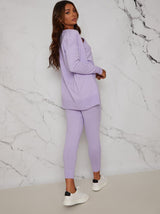 3 Piece Cardigan Loungewear Set in Lilac
