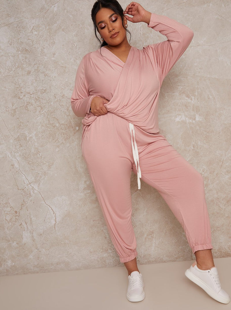 Plus Size Jersey Lounge Jogger in Pink