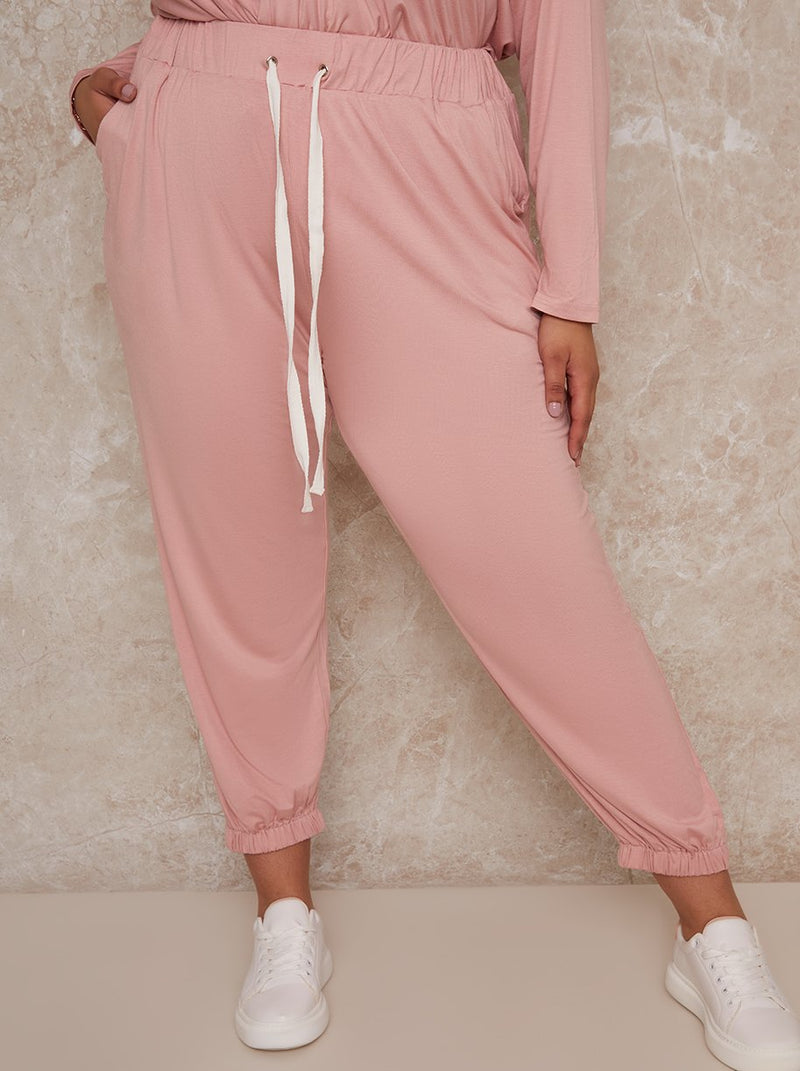 Plus Size Jersey Lounge Jogger in Pink