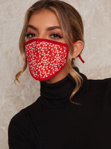 Absract Print Face Mask in Red