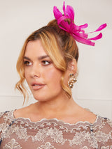 Mesh Feather Detail Fascinator in Pink
