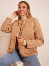 Quilted Short Jacket in Camel