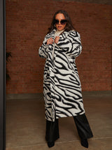 Zebra Longline Coat in Black & White