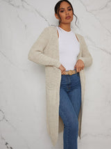 Knitted Maxi Cardigan in Beige