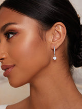 Jewelled Hoop Earrings with Drop in Silver