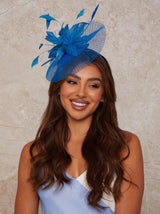 Feather Detail Fascinator in Blue