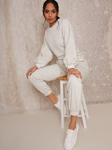Ruched Detail Sweatshirt & Jogger Loungewear Set in Grey