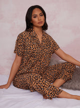 Short Sleeve Pyjamas in Brown Animal Print