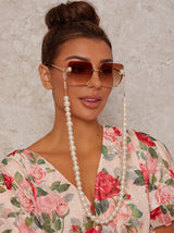 Large Pearl Sunglasses Chain in White