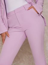 Mid Waist Tailored Trousers in Purple
