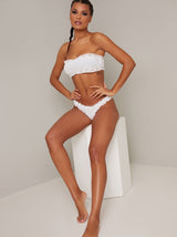 Bandeau Broderie Anglaise Bikini Top in White