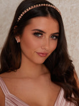 Jewelled Square Statement Occasion Headband In Pink