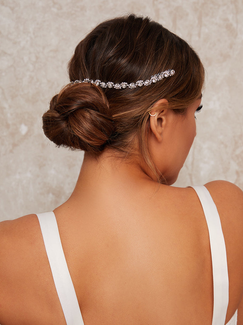 Diamante Embellished Hair Piece in Silver