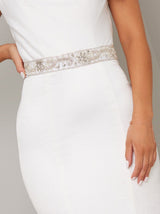 Bridal Embellished Belt in White