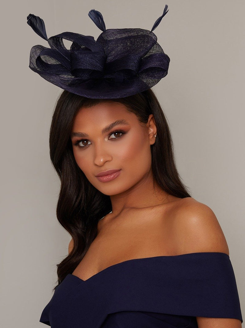 Feather Detail Fascinator in Blue