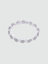 Flower Diamante Bracelet in Silver Tone
