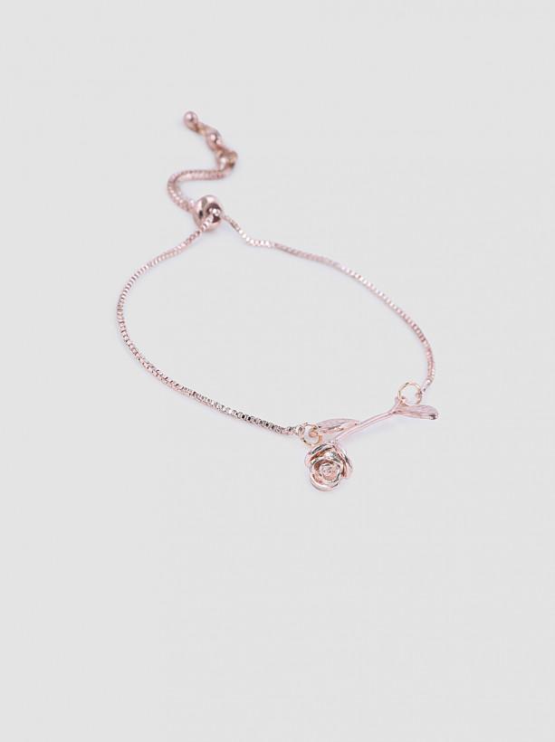 Rose Detail Chain Bracelet in Rose Gold