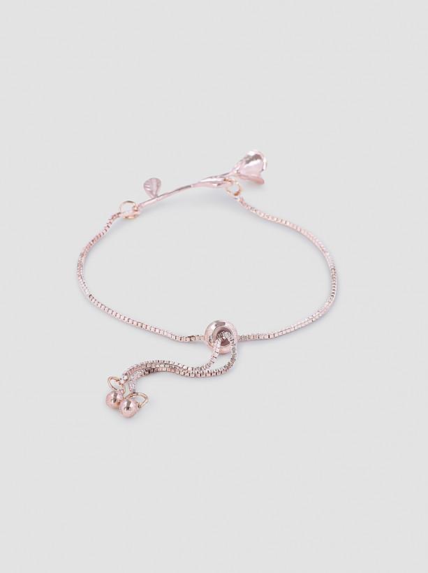 Rose Detail Chain Bracelet in Rose Gold