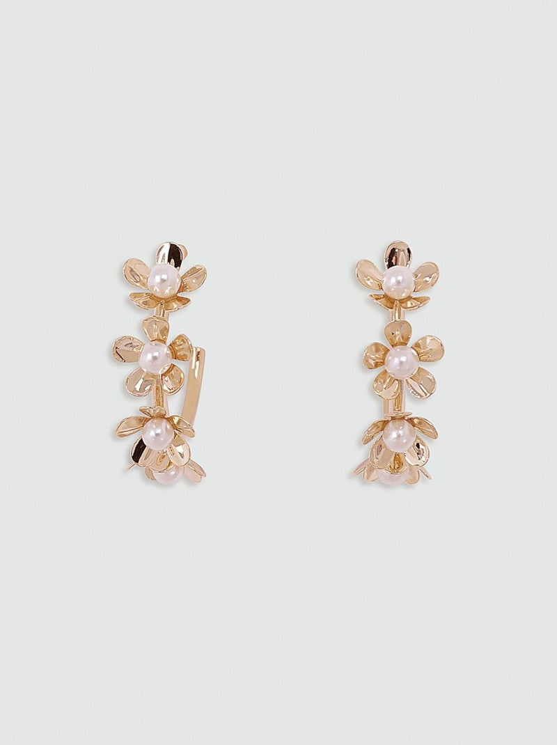 Floral Gold Cluster Earrings