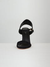 Faux Suede High Heel Strappy Sandal in Black