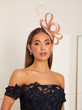 Ruched Sinamay Bow Detail Fascinator in Pink