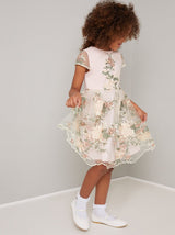 Girls Lace Embroidered Dress in Cream