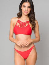 Multi Strap Bikini Top in Red