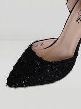 High Heel Sparkle Court Shoes in Black