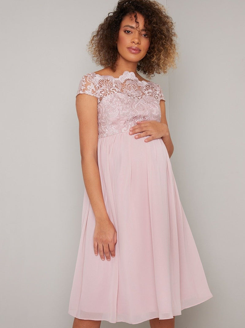 Pink Lace Mesh Overlay Maternity Maxi Dress | Pregnancy maxi dress, Maxi  dress, Pink maternity maxi dress