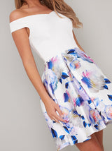 Bardot Digital Print Mini Dress in White